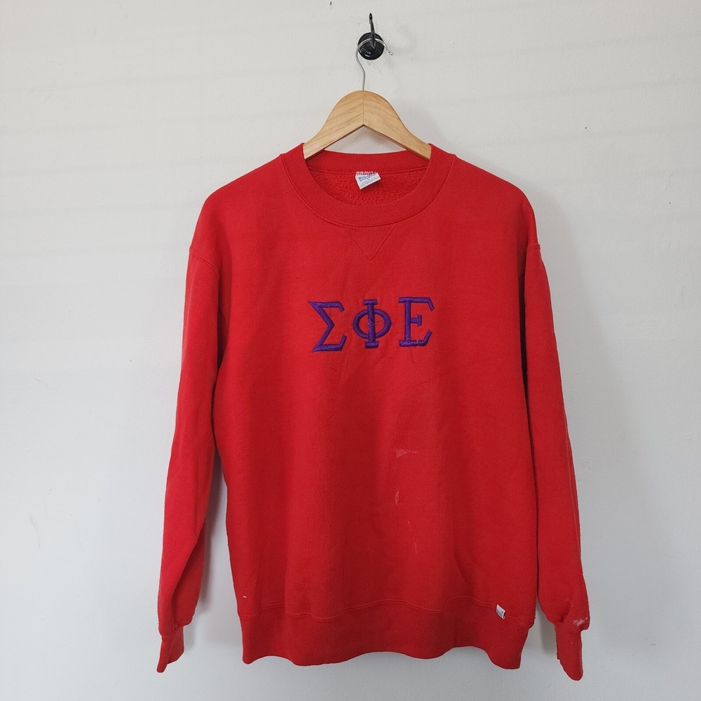 Vintage Russel Athletic Large Greek Sigma Phi Red Crewneck Sweater